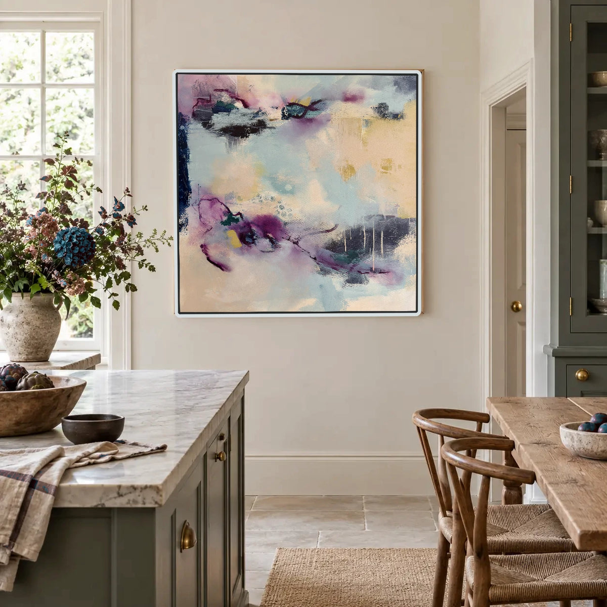 Reciprocity original artwork in a white float frame — kitchen | Nicola Bird