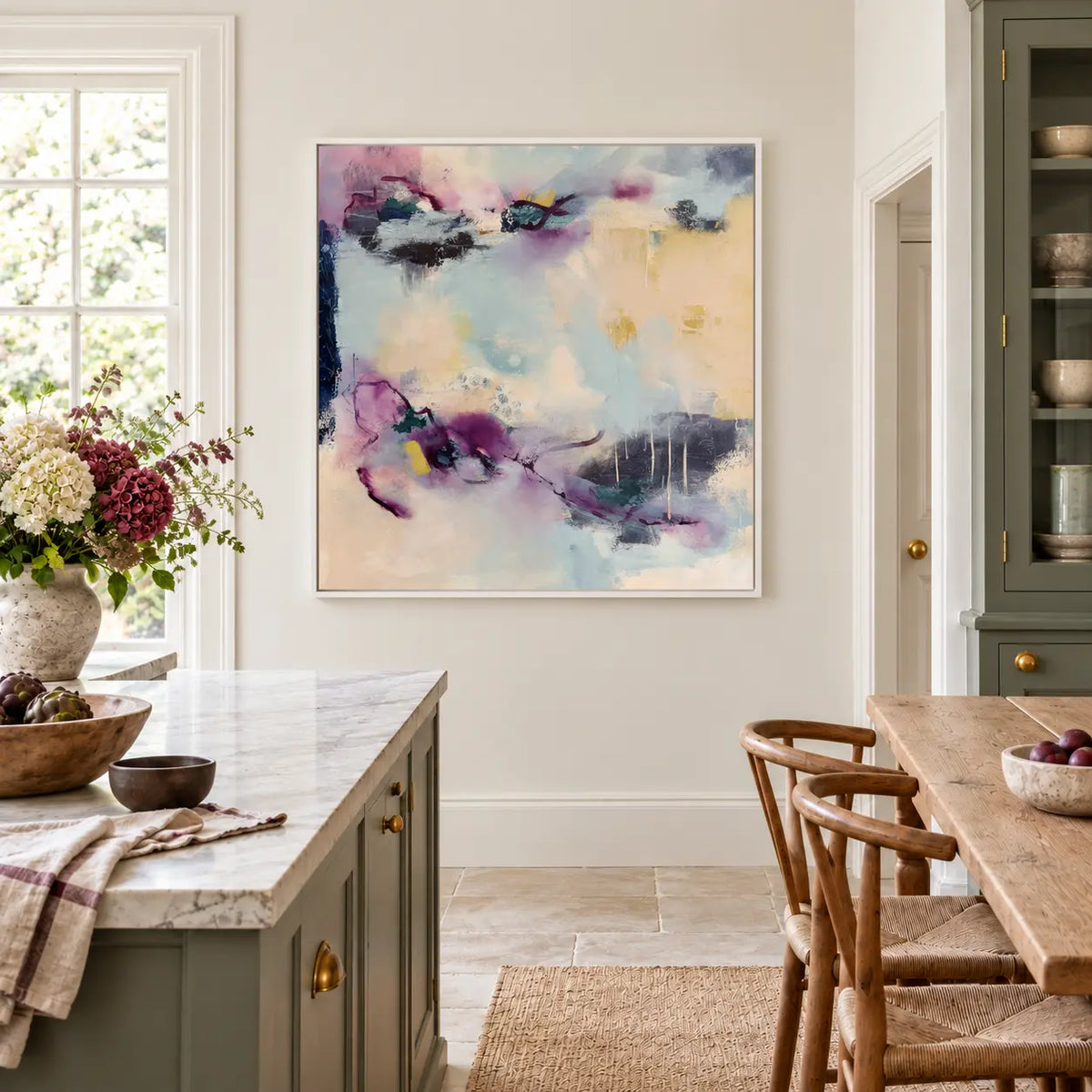 Reciprocity original artwork in a white float frame — kitchen | Nicola Bird