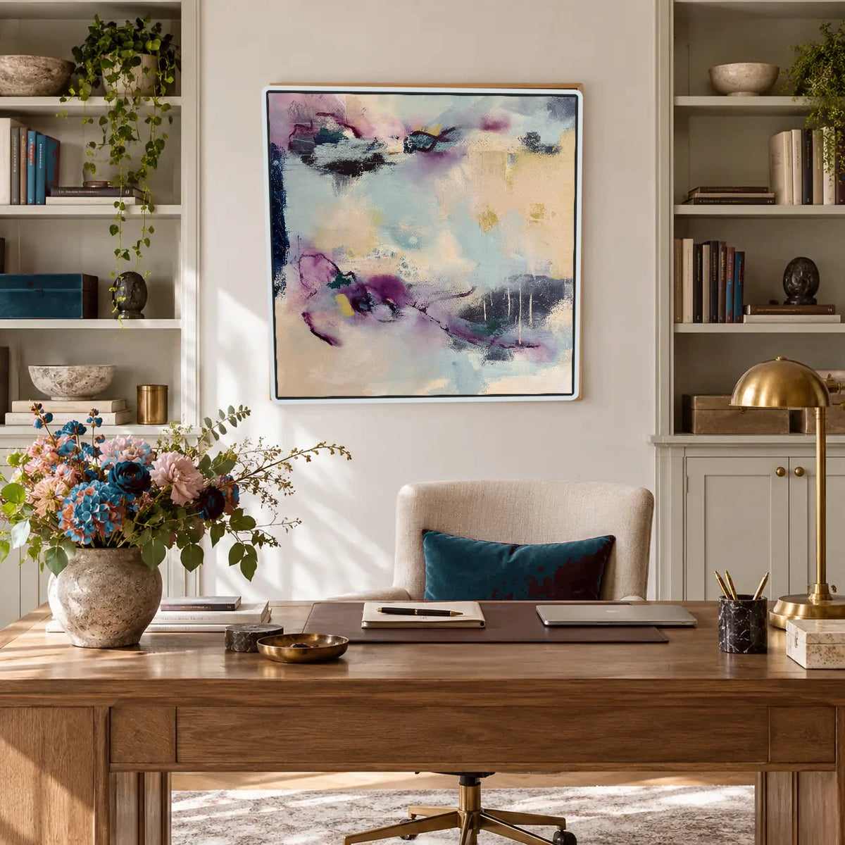 Reciprocity original artwork in a white float frame — office | Nicola Bird