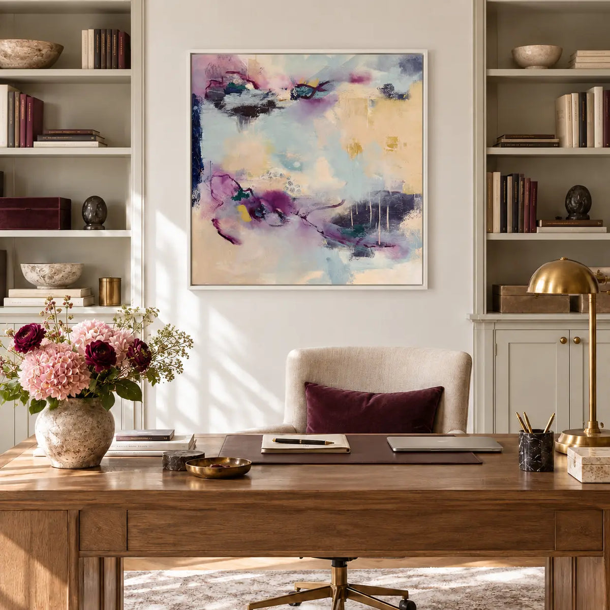 Reciprocity original artwork in a white float frame — office | Nicola Bird