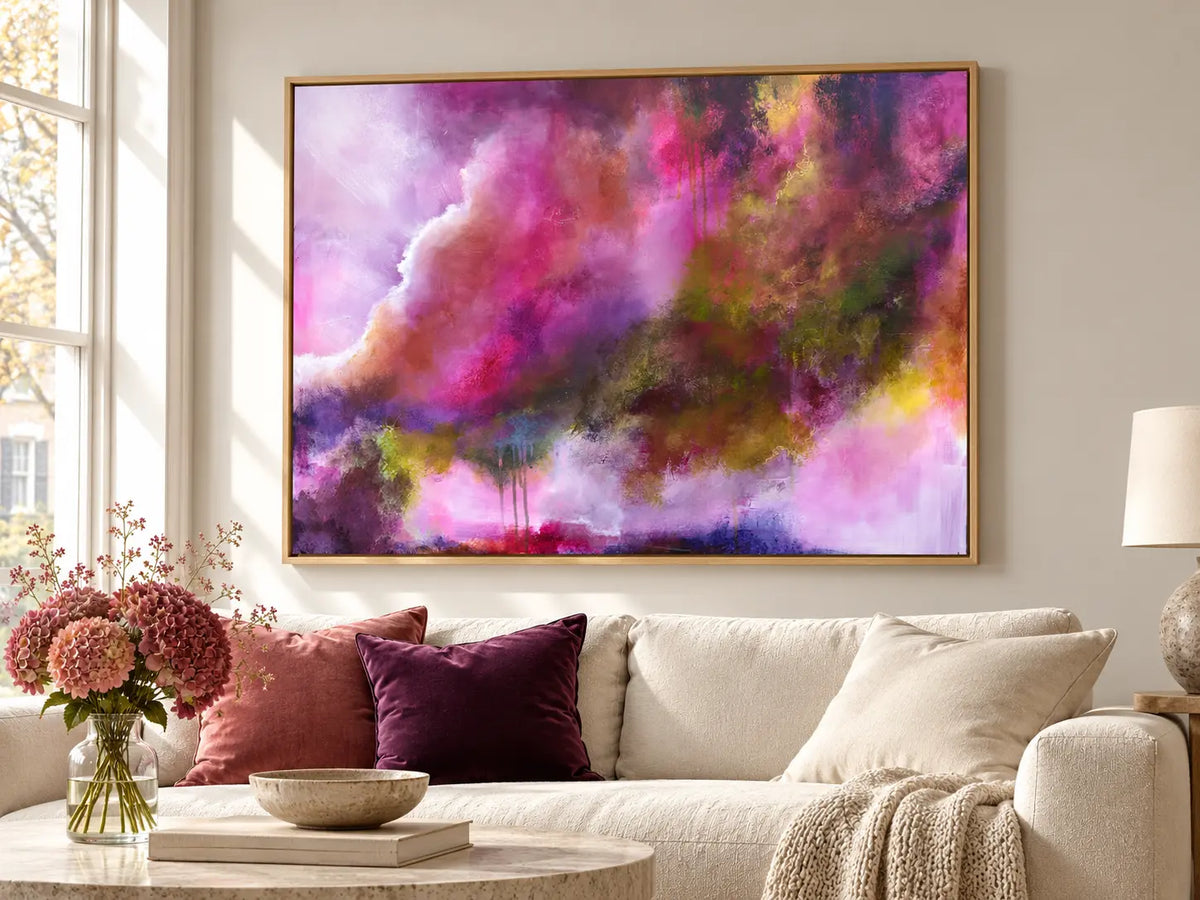 The Gift original artwork in a oak float frame — cropped hero | Nicola Bird
