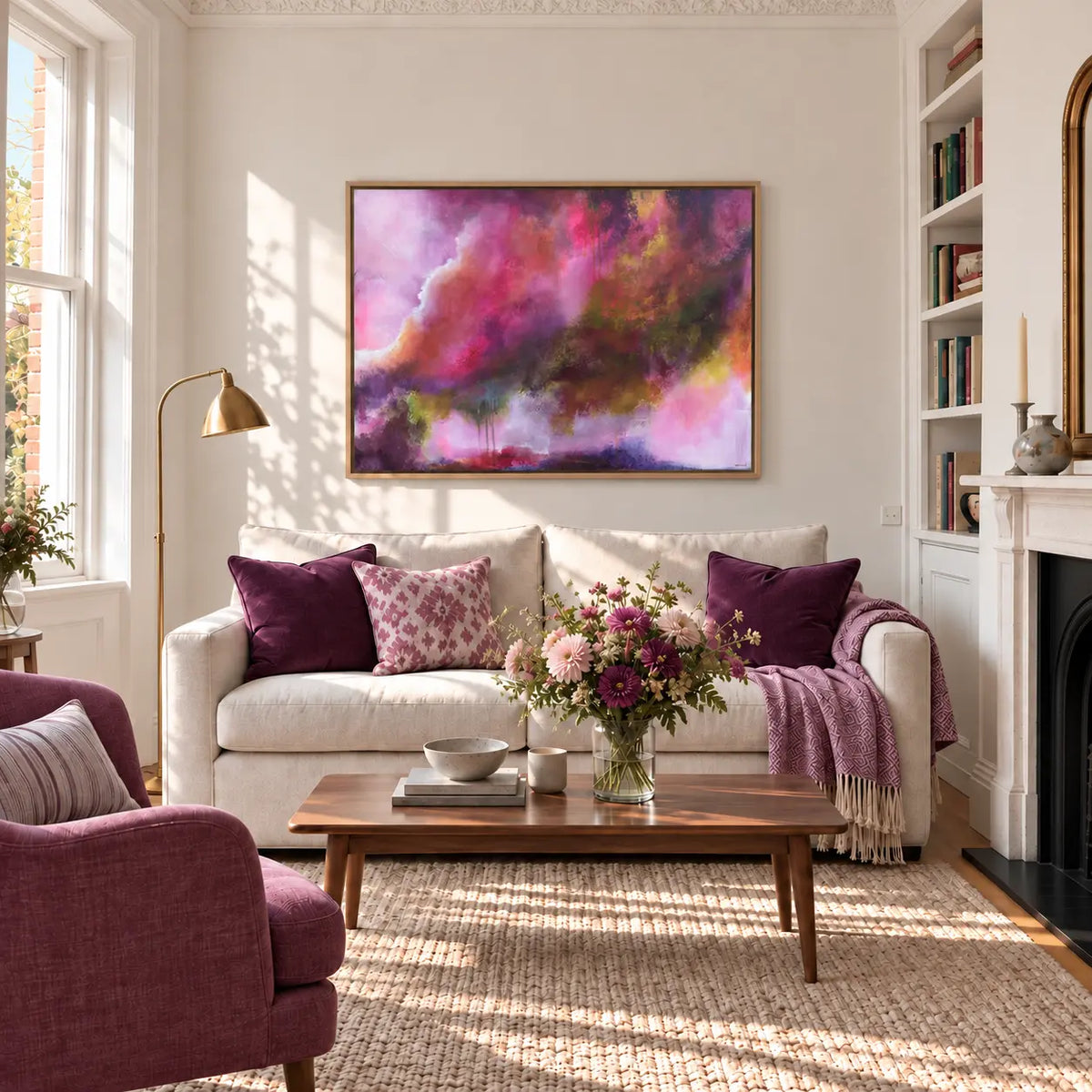The Gift framed canvas print in a light-filled living room