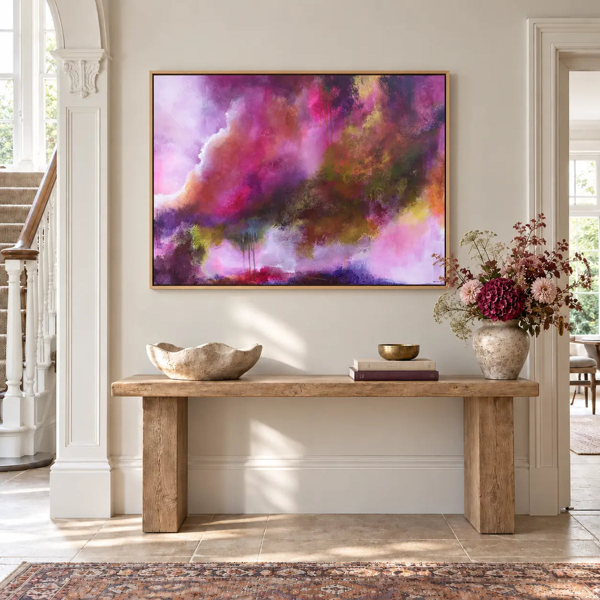 The Gift original artwork in a oak float frame — hallway | Nicola Bird
