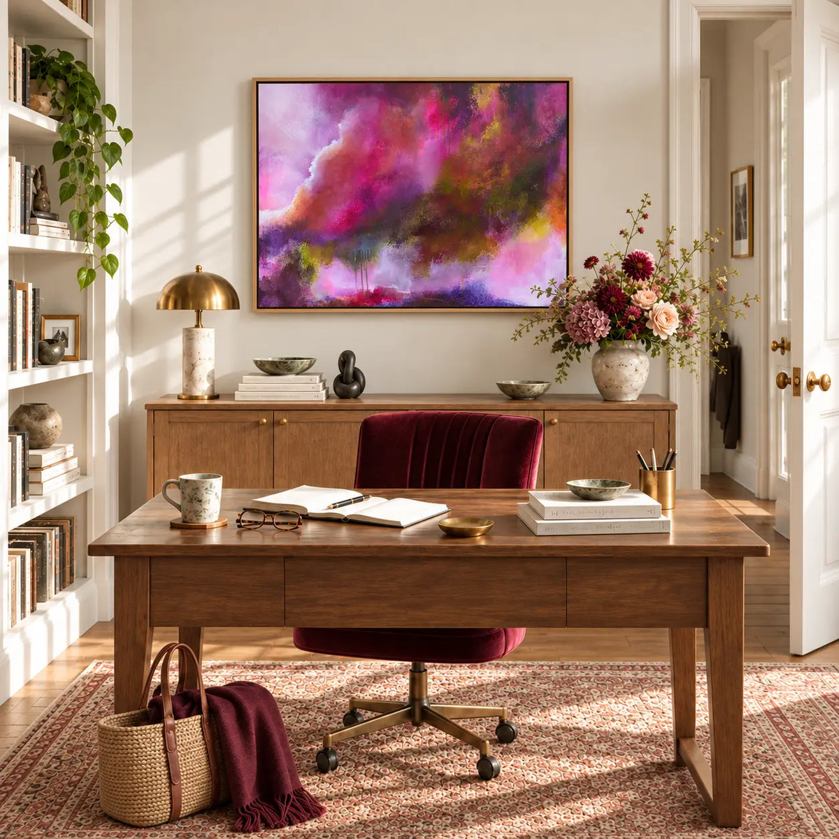 The Gift framed canvas print in a refined home office