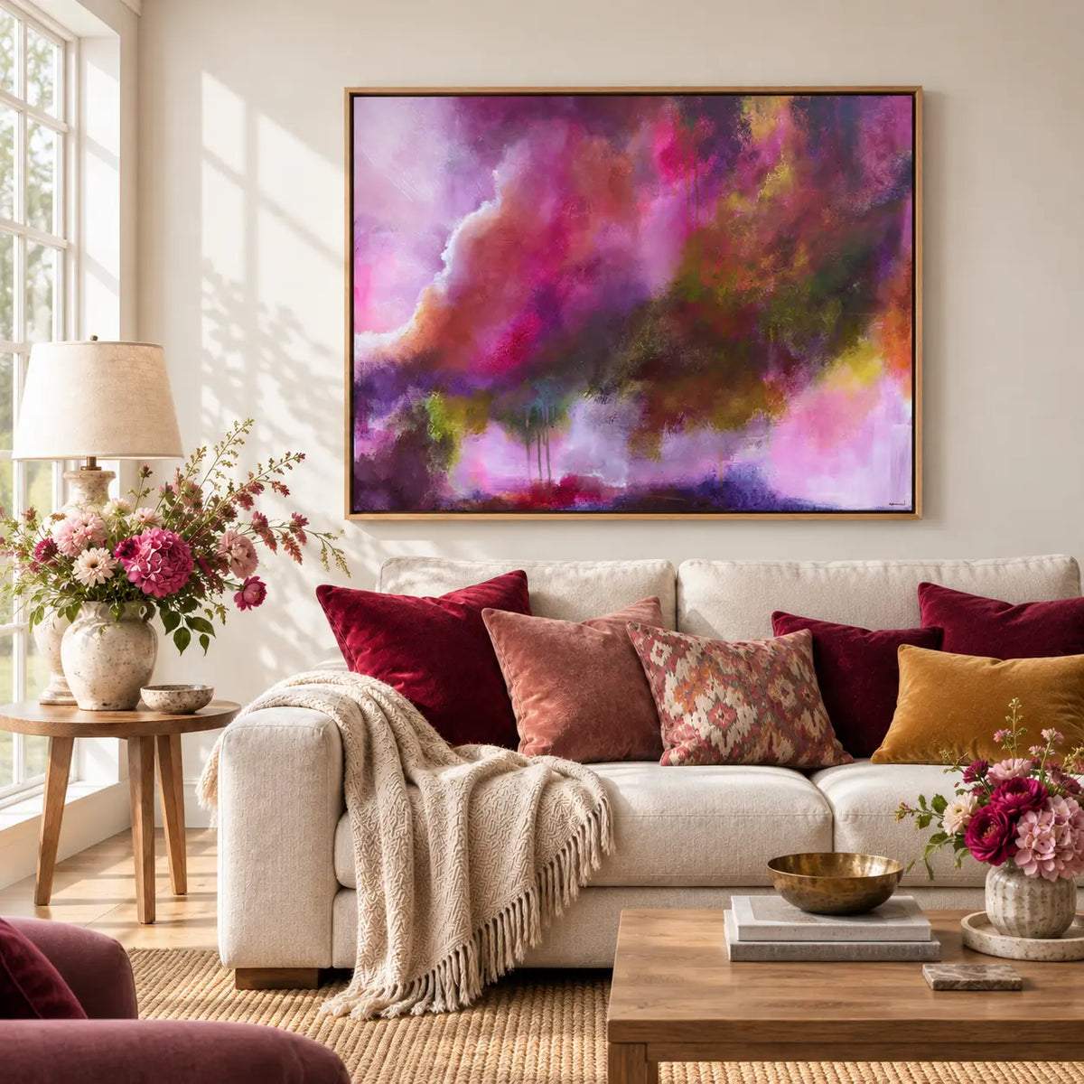 The Gift framed canvas print, close living-room view