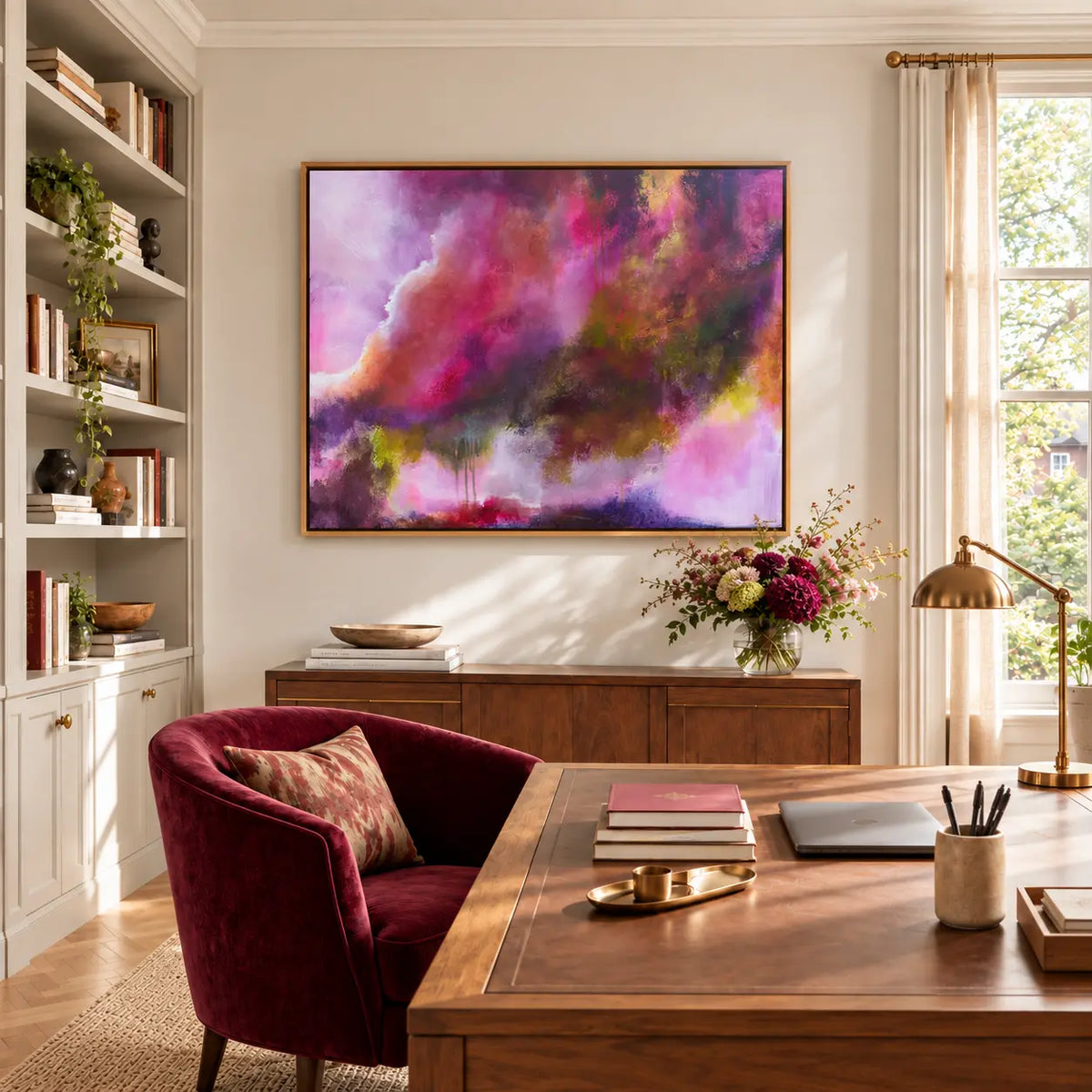 The Gift framed canvas print in an elegant writing room