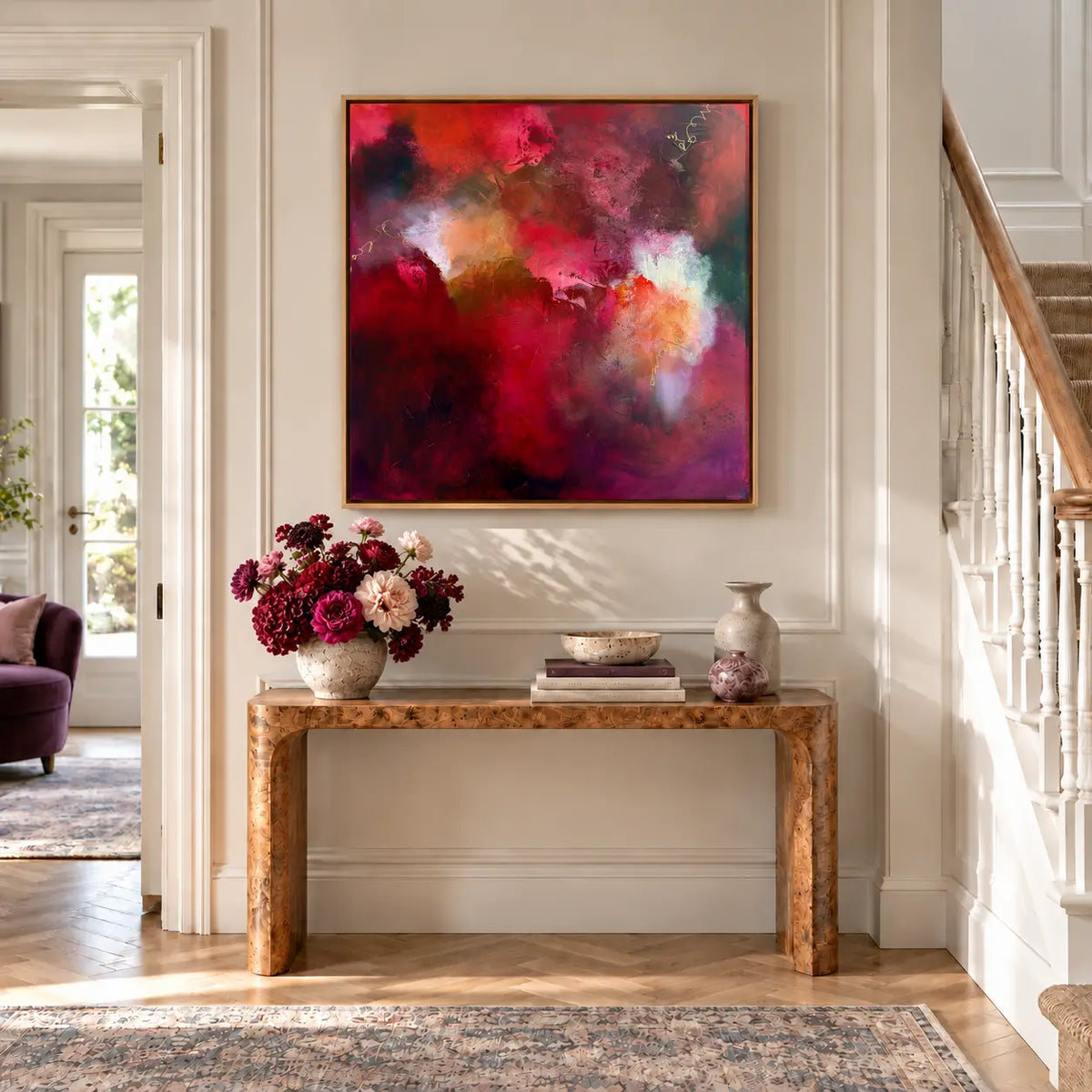 The Lover original artwork in an oak float frame — hallway | Nicola Bird