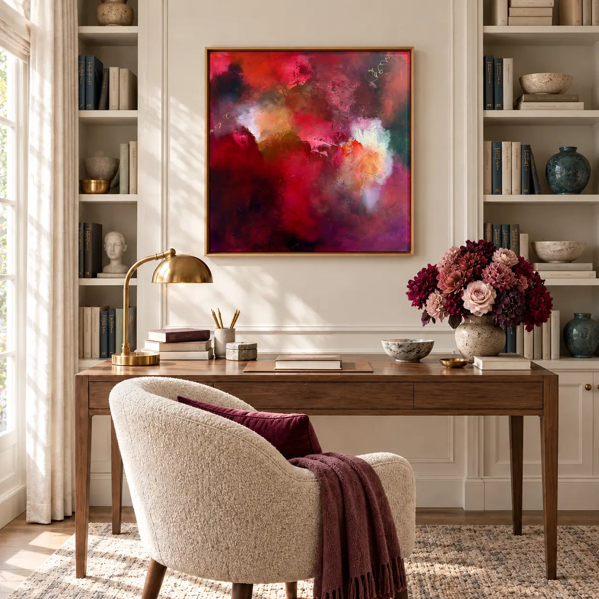The Lover original artwork in an oak float frame — office | Nicola Bird