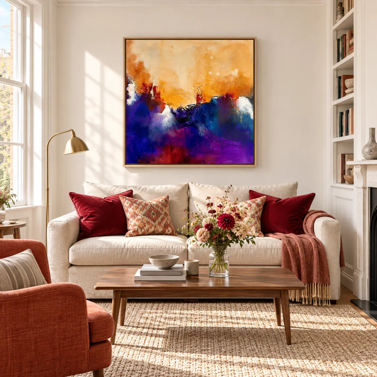 The Queen original artwork in a oak float frame — living room | Nicola Bird