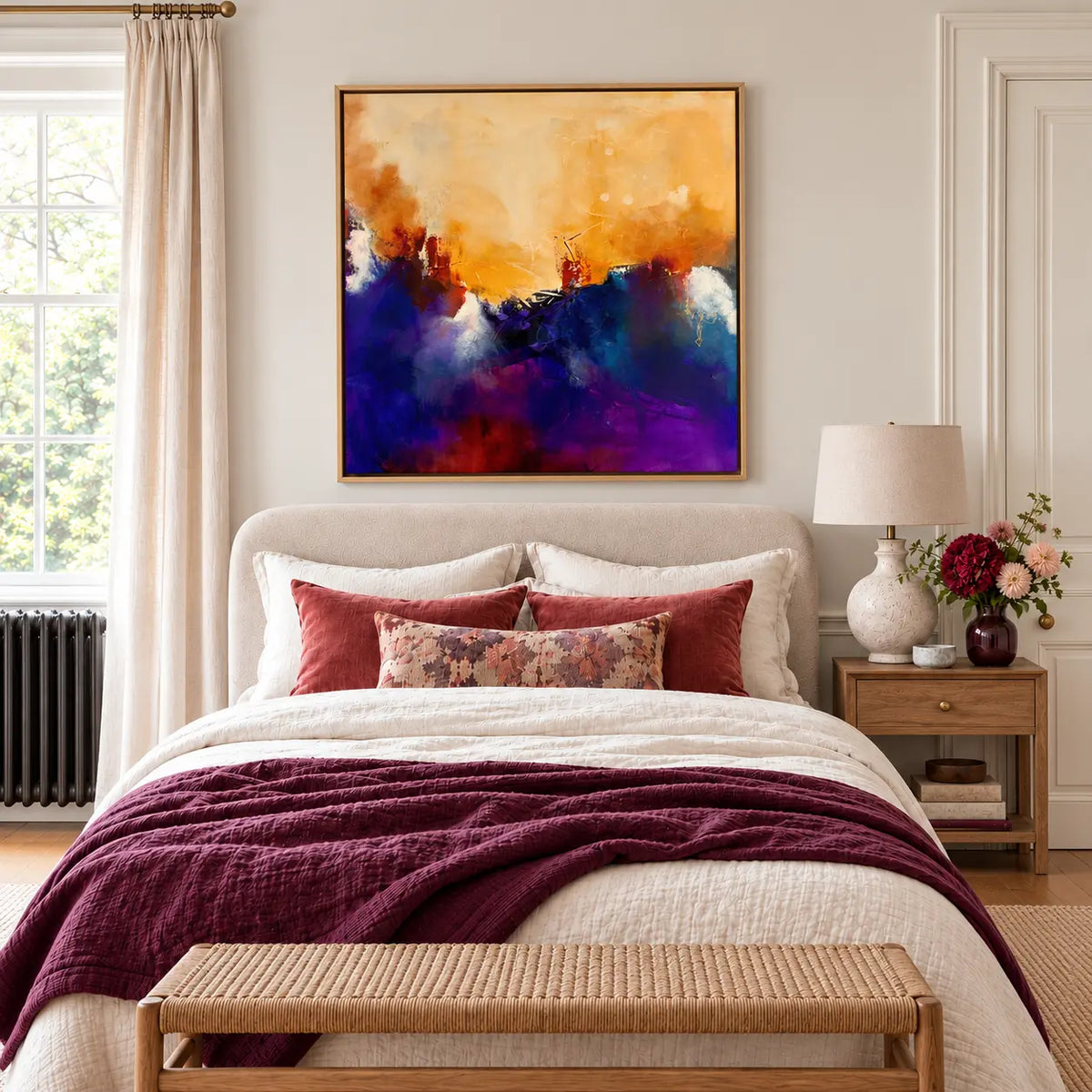 The Queen original artwork in a oak float frame — bedroom | Nicola Bird