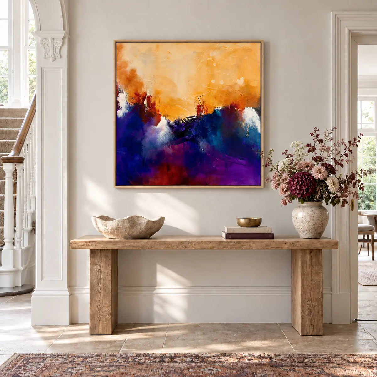 The Queen original artwork in a oak float frame — hallway | Nicola Bird