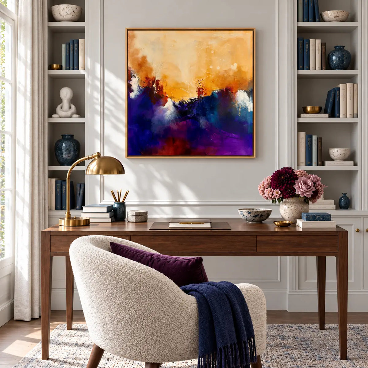 The Queen original artwork in an oak float frame — office | Nicola Bird