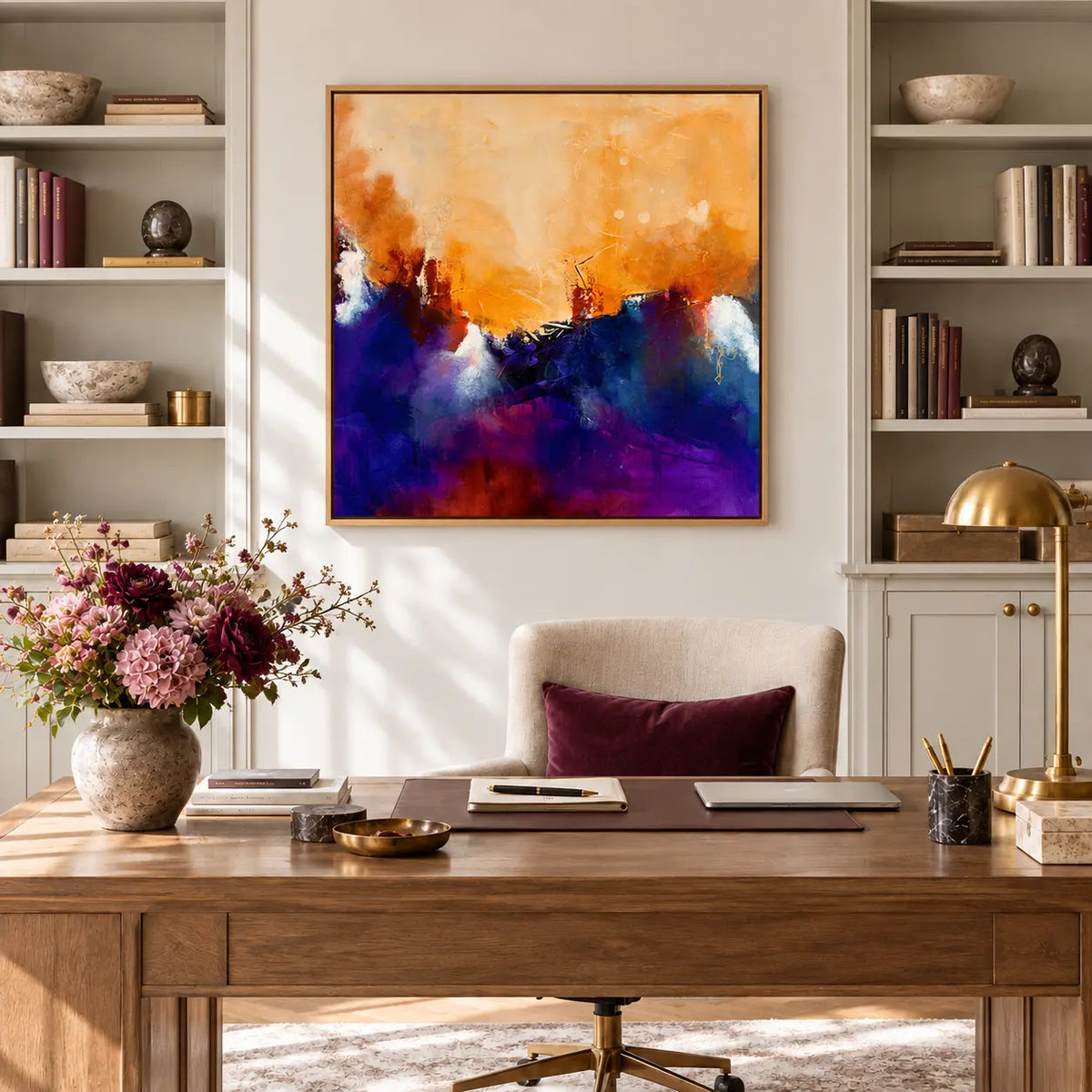 The Queen original artwork in a oak float frame — office | Nicola Bird