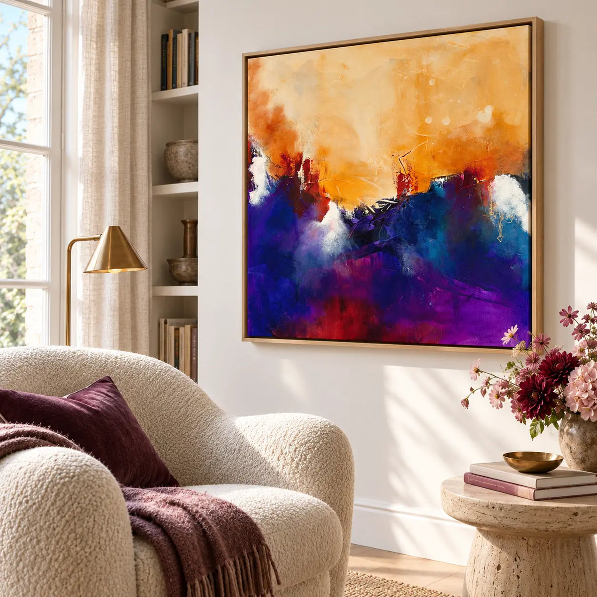The Queen original artwork in a oak float frame — reading nook | Nicola Bird