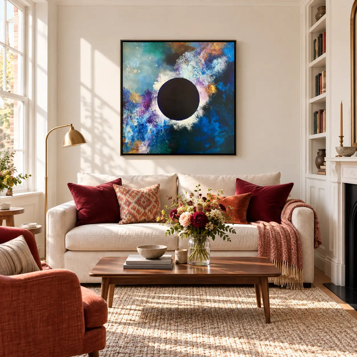 The Sorceress original artwork in a black float frame — living room | Nicola Bird