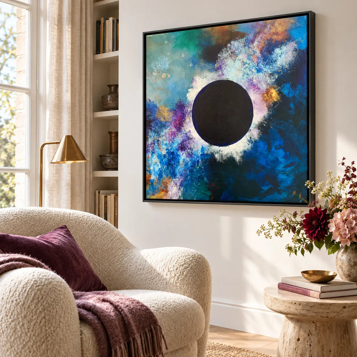 The Sorceress original artwork in a black float frame — reading nook | Nicola Bird