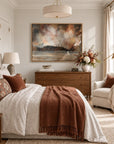 Where Heaven Meets Earth framed canvas print in a light bedroom