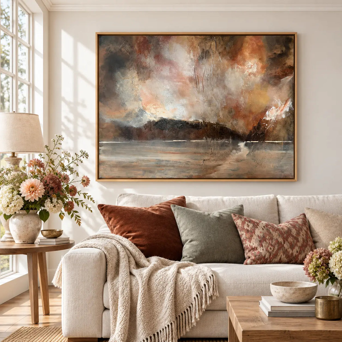 Where Heaven Meets Earth framed canvas print, living-room close-up
